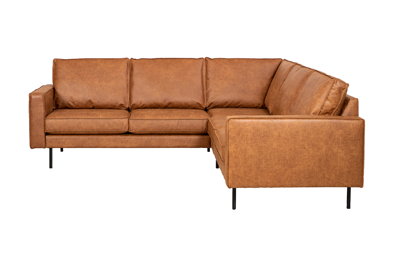 Westin hjørnesofa 2 & 2-seter. I Colorado Cognac (70% hud og 30% polyester) med sorte ben.