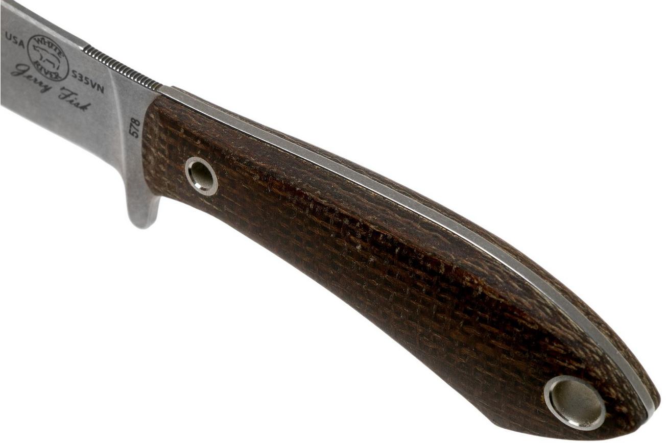 White River Knives Sendero Pack jachtmes Natural Burlap Micarta, Jerry Fisk design