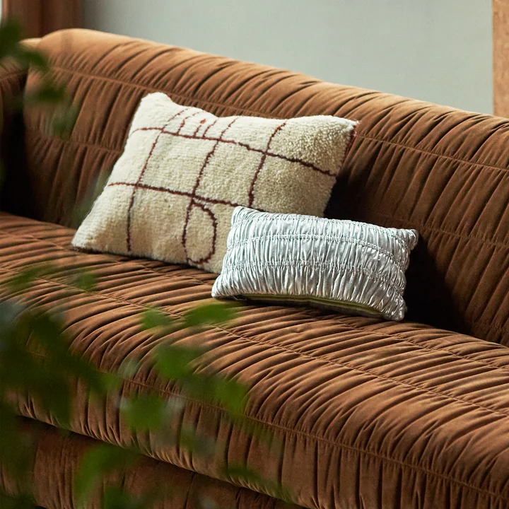 HKliving - Easy Wollkissen, 40 x 60 cm, creme / rost
