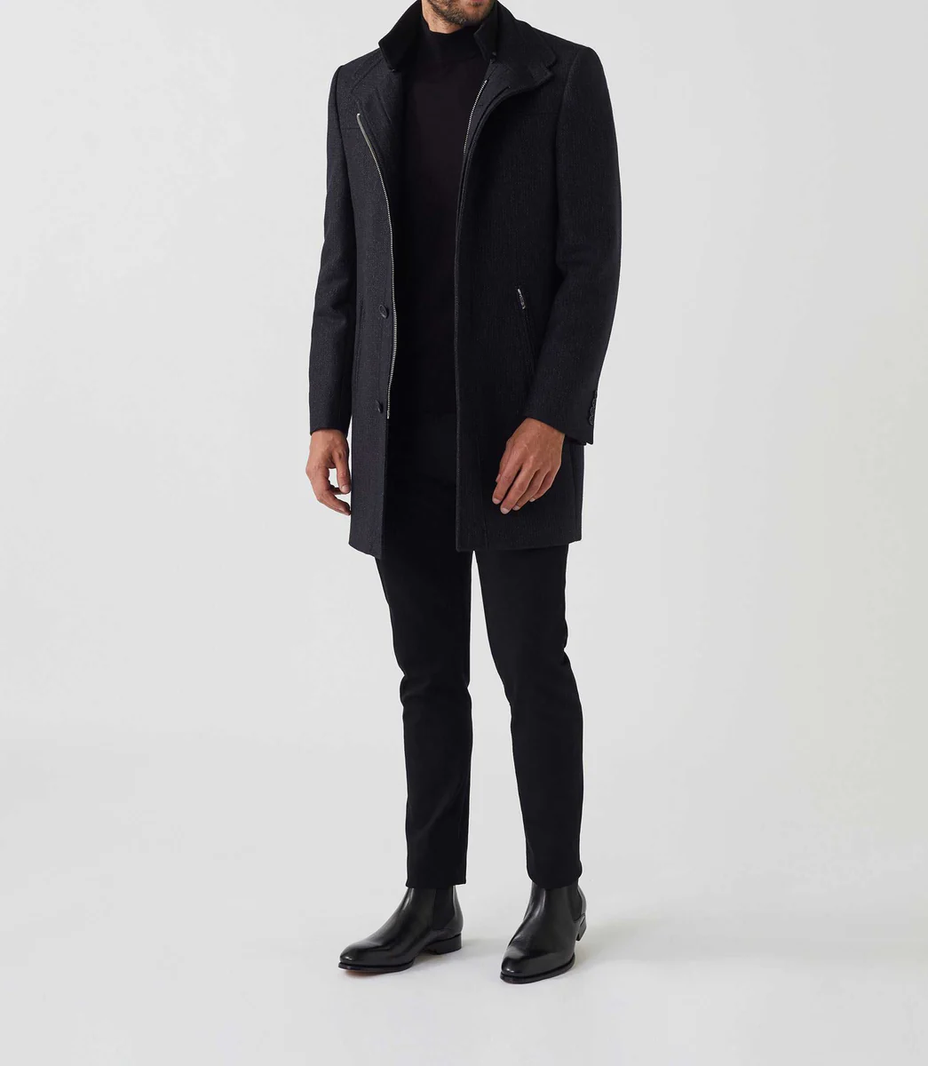 Manteau ville laine noir 
