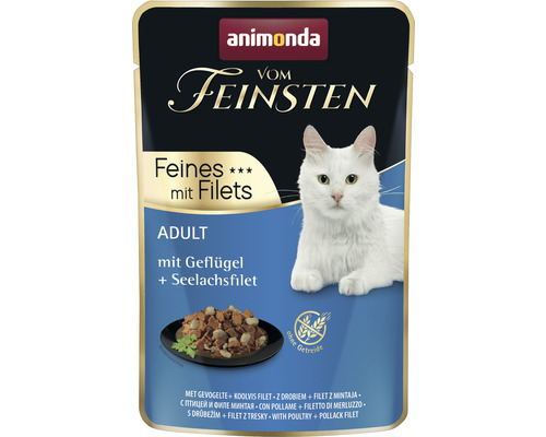 Animonda Finest natvoer voor katten met gevogelte en koolvisfilet, 85 g