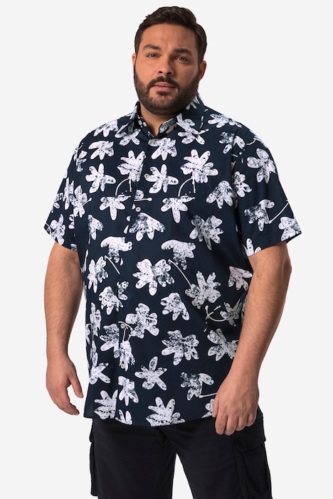 Men+ Hemd, Halbarm, Kentkragen, floraler Print, bis 8 XL