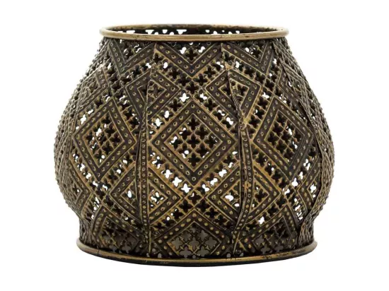 Bougeoir en métal doré 14x14x10.5h