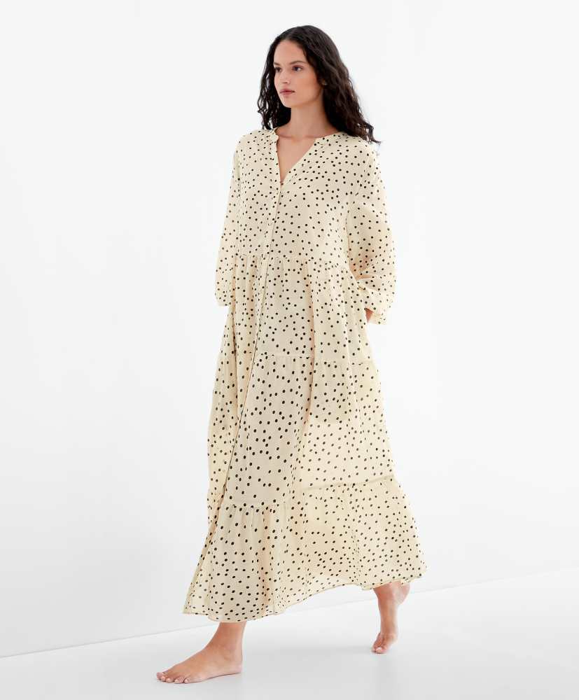 Vestido túnica de algodão estampado