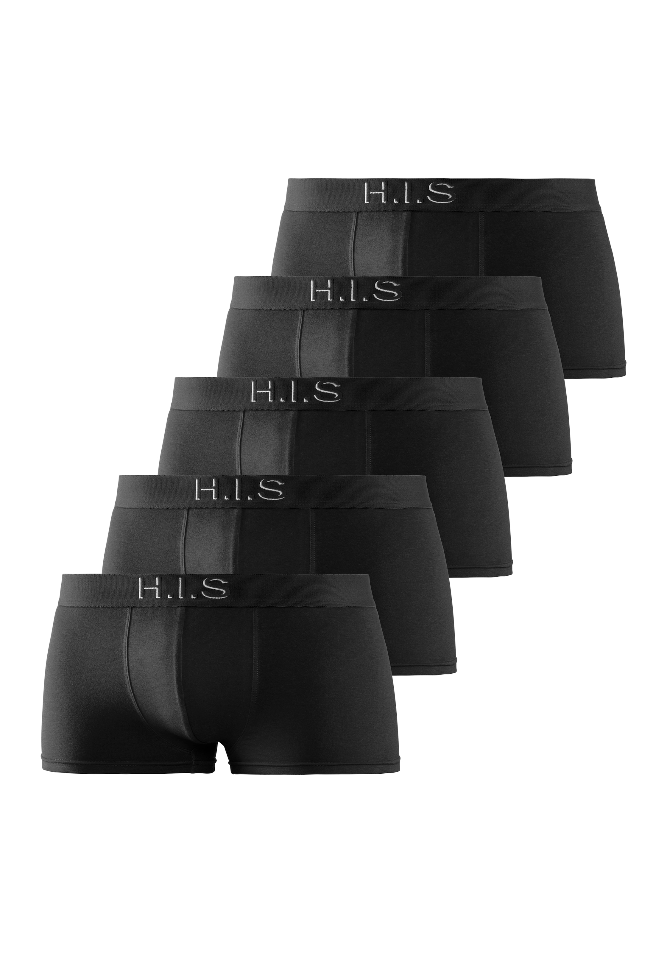 H.I.S Hipster, 5 Stk. knapp sitzende Boxershorts am Webbund mit Logoschriftzug mit 3D Effekt
