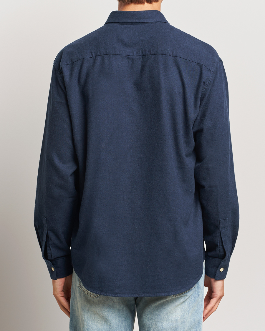 NN07 Deon Flannel Checked Shirt Navy Blue