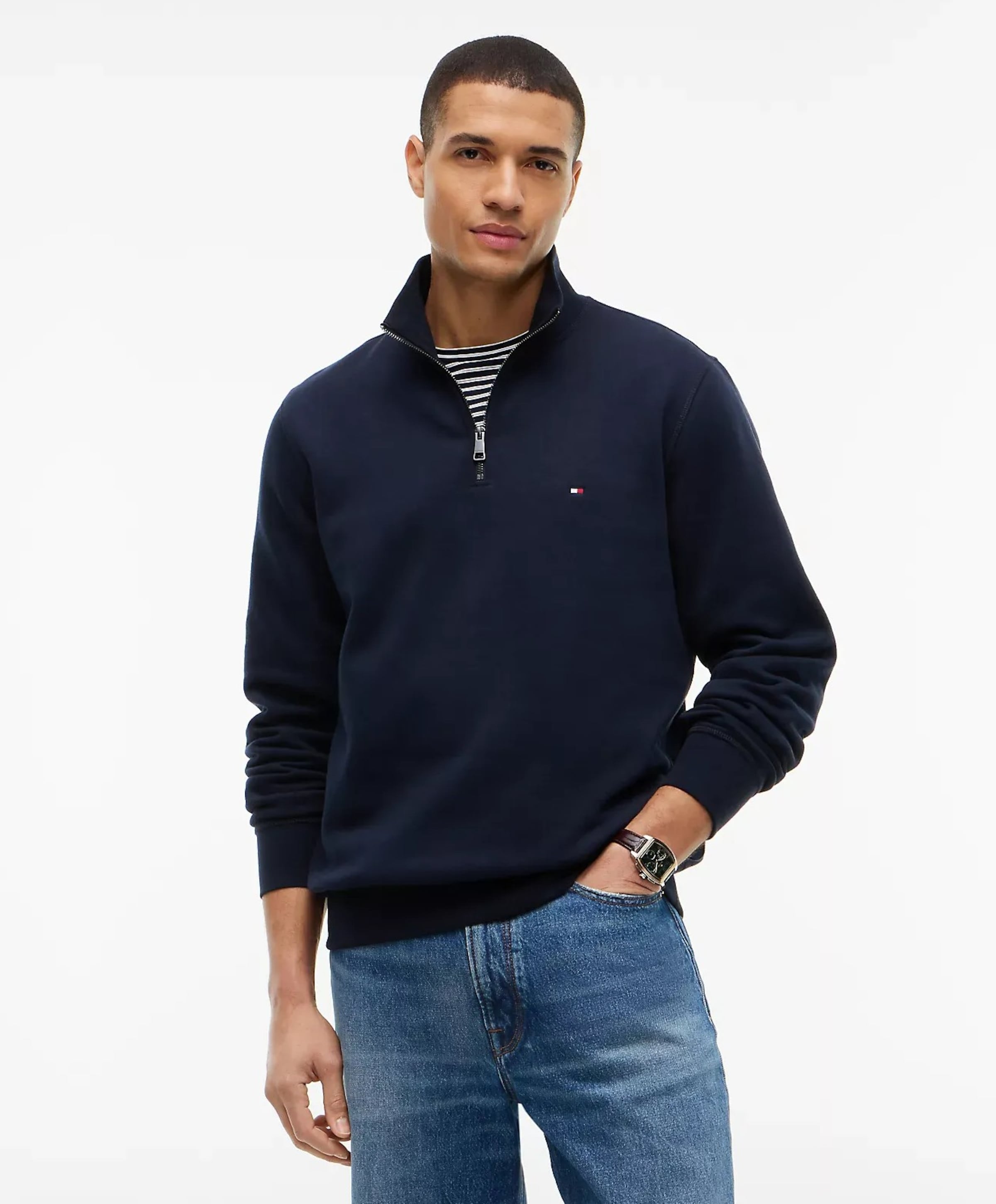 Tommy Hilfiger Heren trui met rits blauw