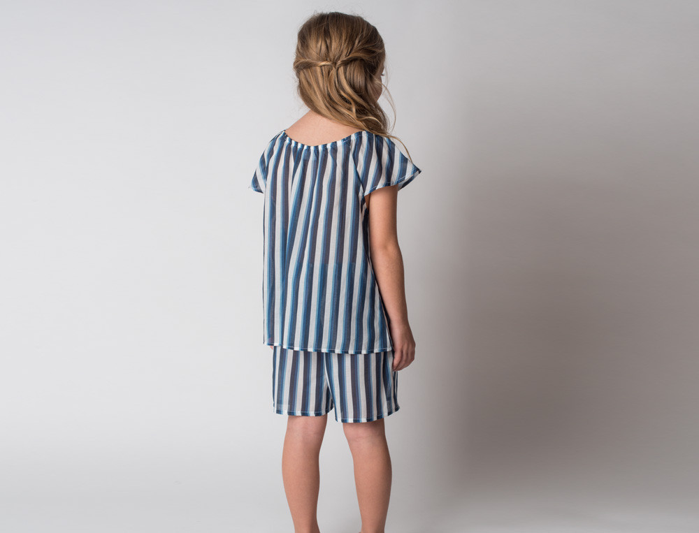 Pyjama short enfant fille-Bleu océan