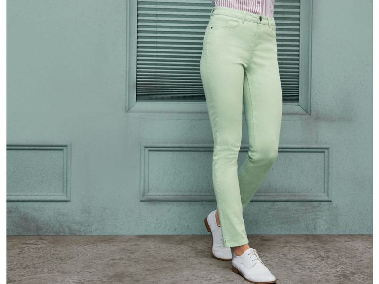Smalle broek van een katoenmix met hoge taille