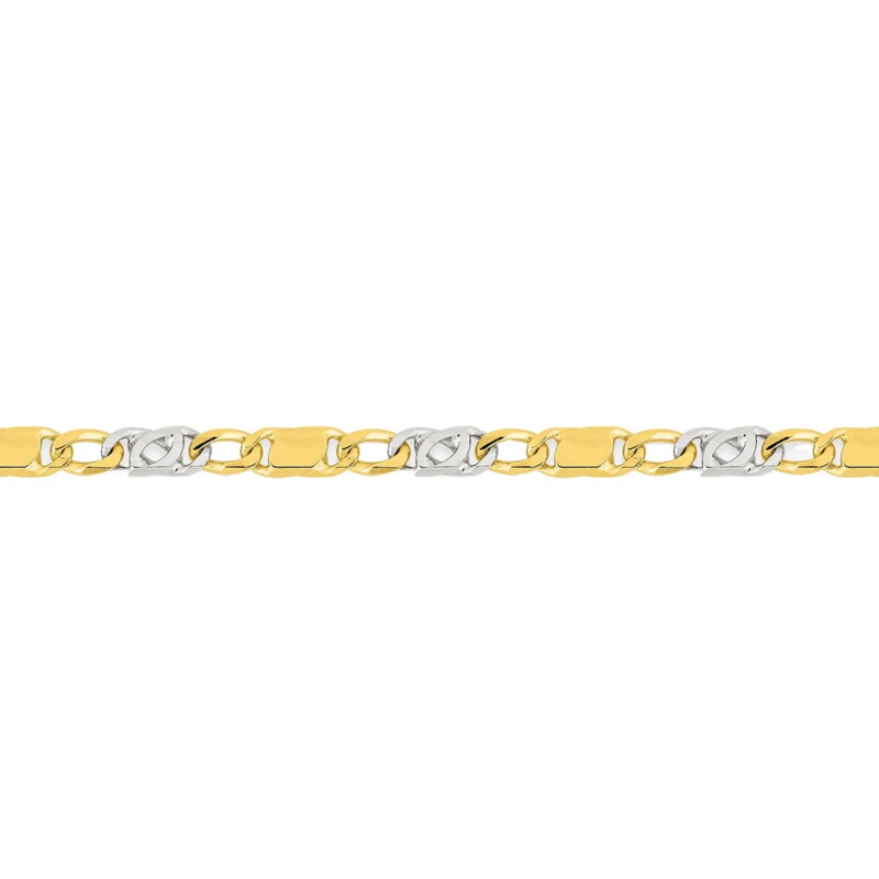 Bracelet homme 18 cm - Bicolore - Or 18 Carats - Largeur 4 mm