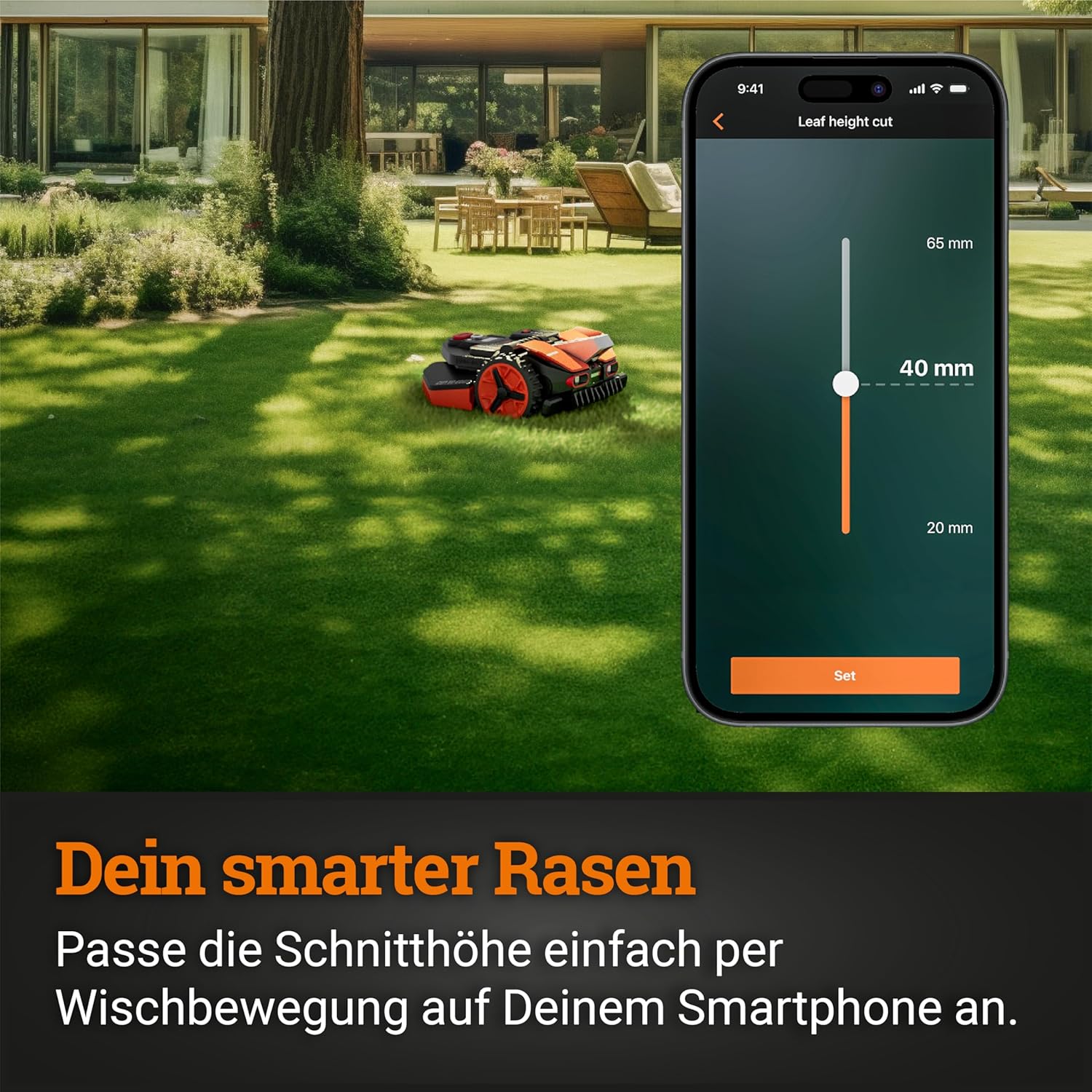 WORX Landroid Vision L1600 WR216E.1 - Mähroboter ohne Begrenzungskabel für Gärten bis 1600m², AI Rasenmäher Roboter (WLAN & Bluetooth, aktive Hindernisvermeidung mit KI-Technologie, Igelschutz)