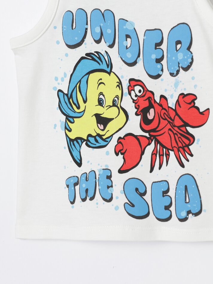 Conjunto de camiseta e bermuda da Pequena Sereia ©DS - Branco