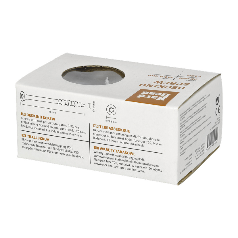 Terrasseskrue 100-pk 4,8x75 mm