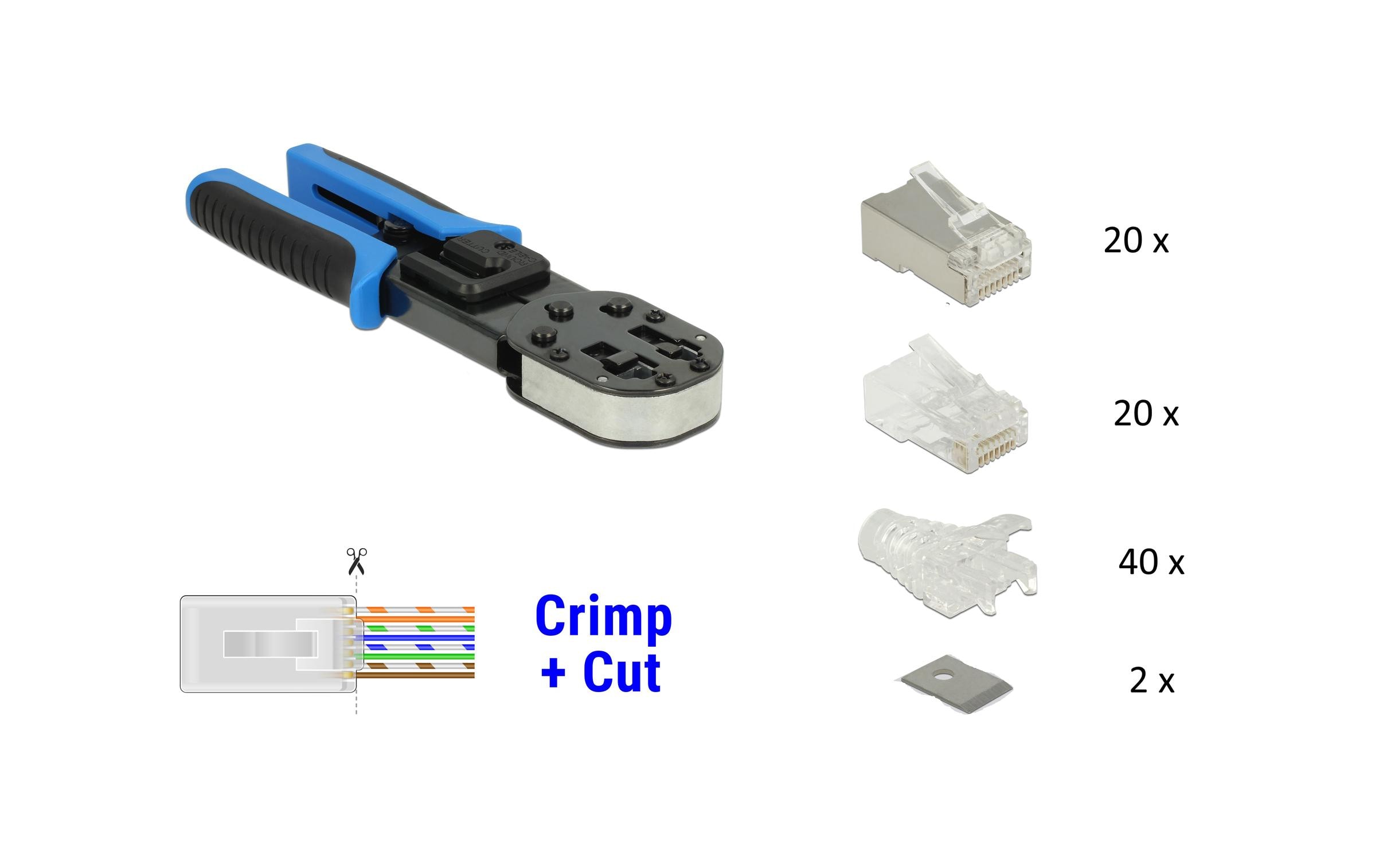 Werkzeugset RJ45 Crimp&Cut Werkzeugset<br>Delock RJ45 Crimp+Cut Werkzeugset