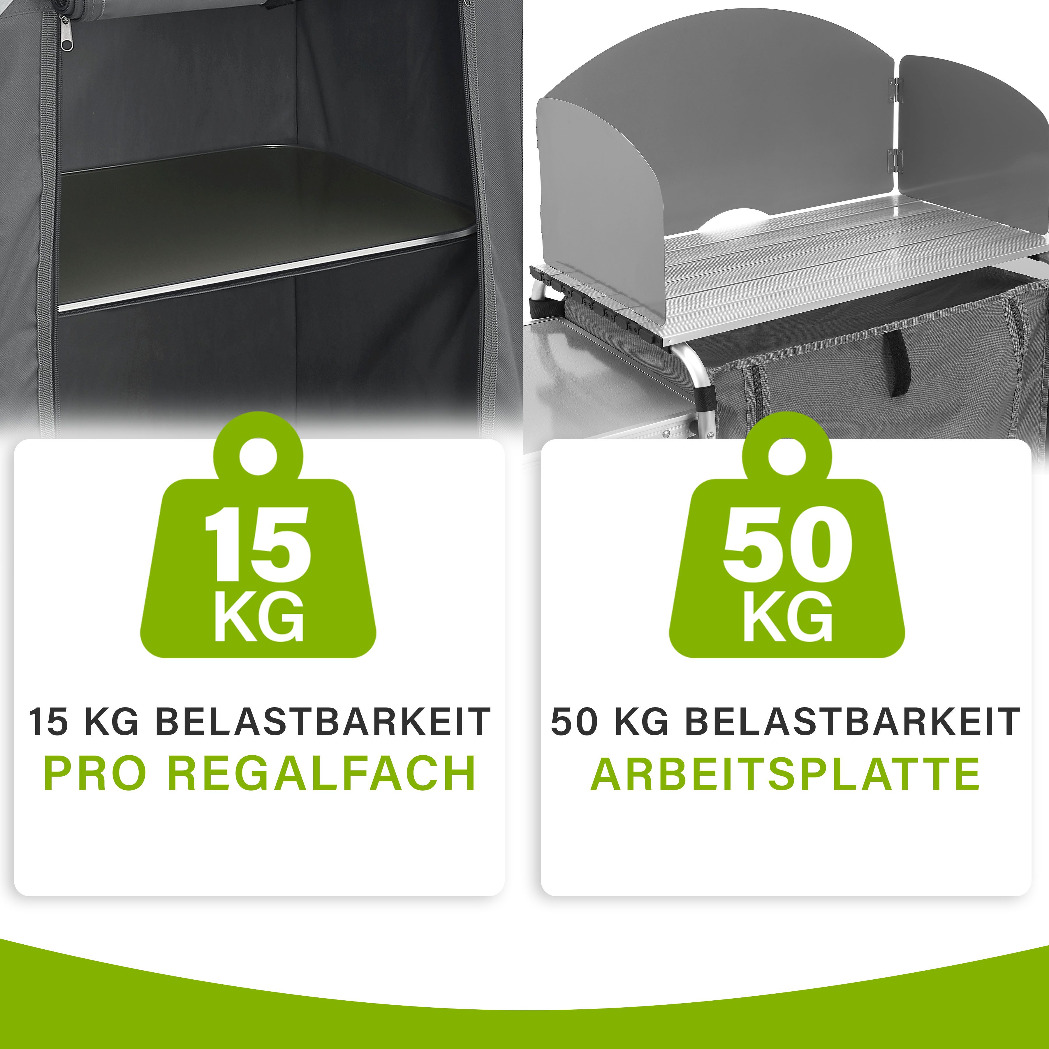 Juskys Campingküche Garda - Outdoor Küche faltbar mit Schrank - klappbare Küchenbox in Grau