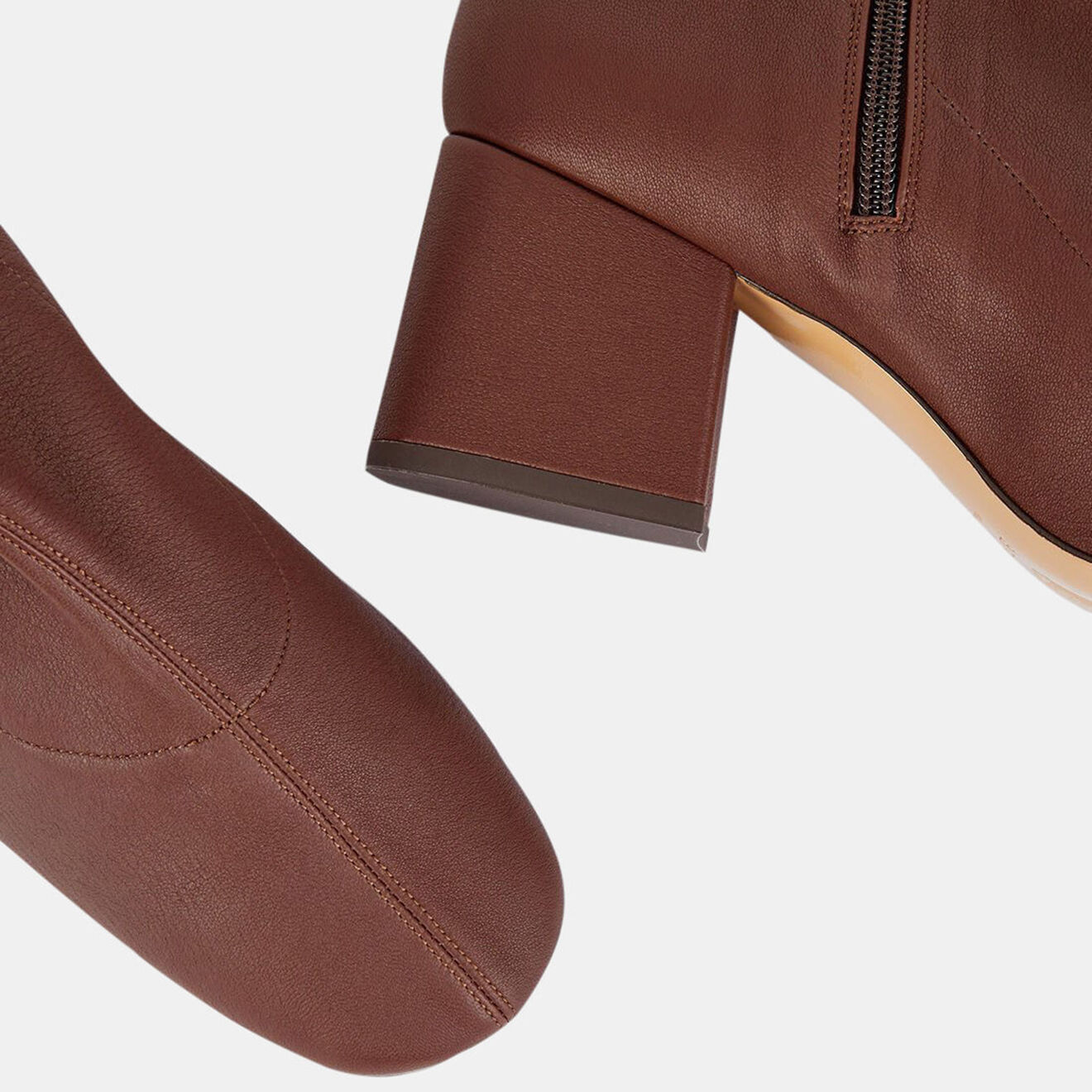 By Far Bottines en Cuir Maya marron - Talon 6,5 cm