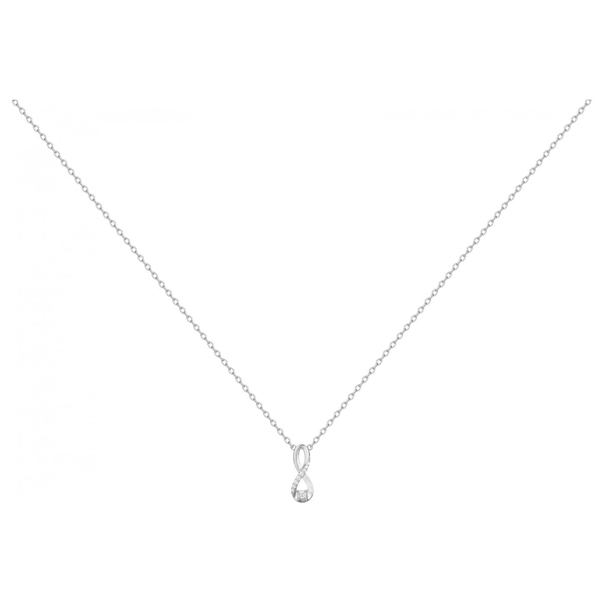 Collier mono-motif en Argent avec oxyde de zirconium blanc