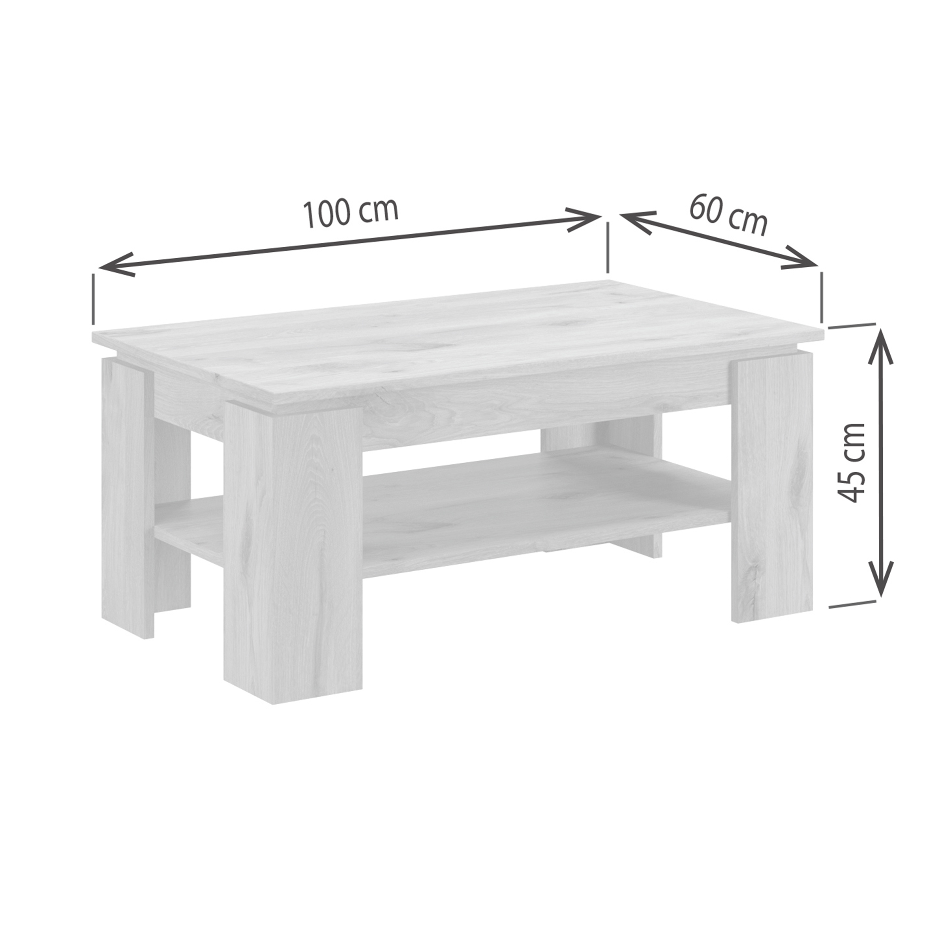 Couchtisch TITAN - Artisan Eiche - 100 cm breit