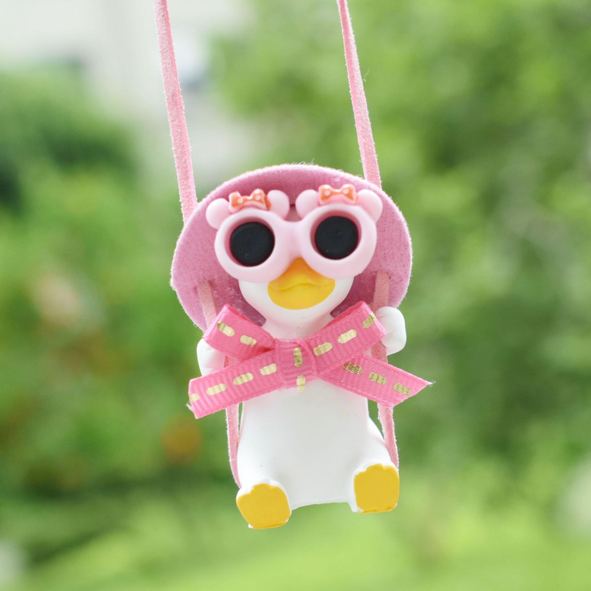 Auto Deko Figur KFZ Innenraum Anhänger Accessoire - Ente Rosa