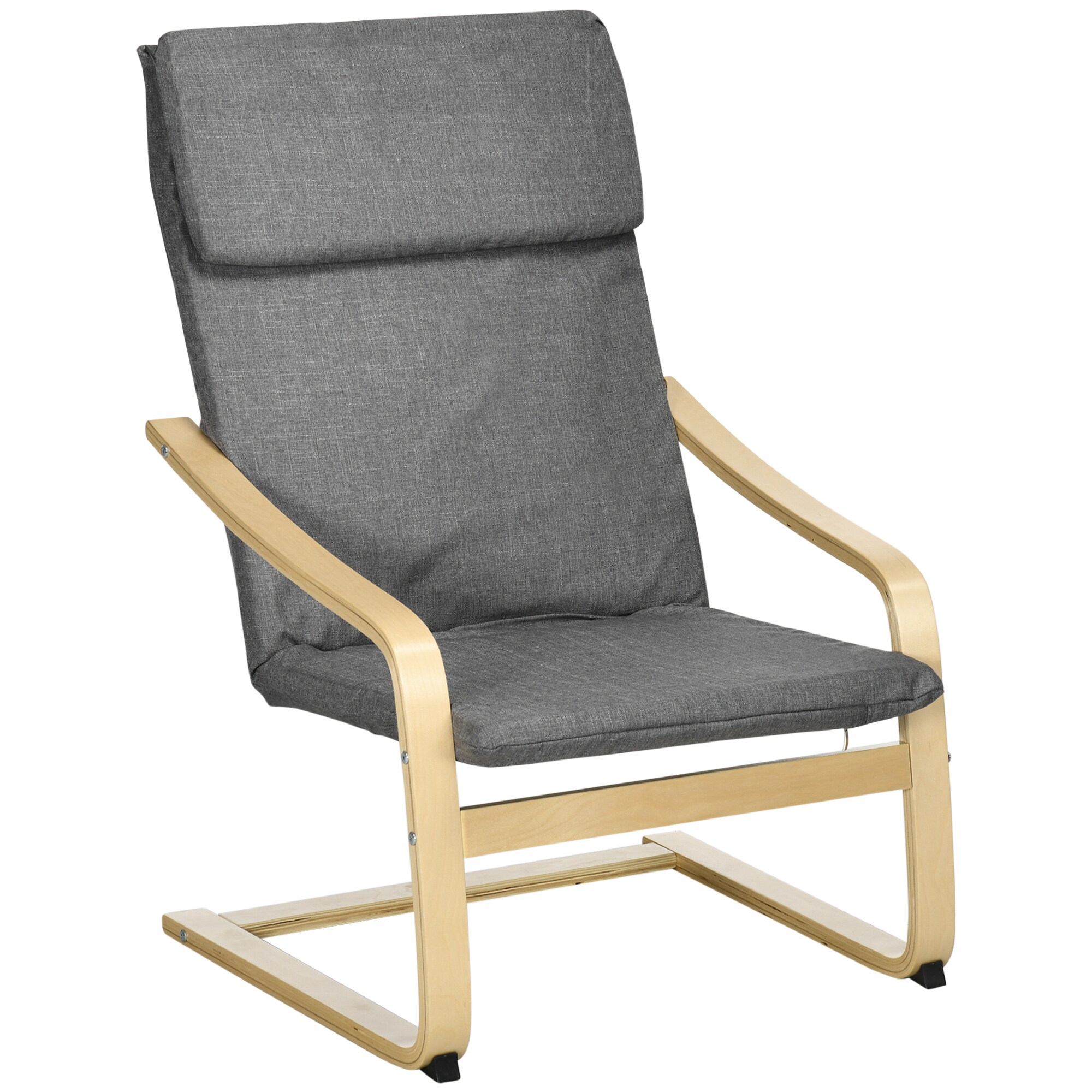 HOMCOM Armlehnensessel mit Kopfpolster und Armlehnen grau 66,5B x 80T x 99H cm