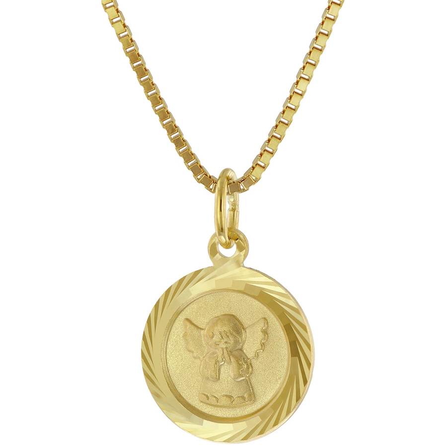 trendor Kinder Schutzengel-Anhänger Gold 333 mit vergoldeter Silberkette gold