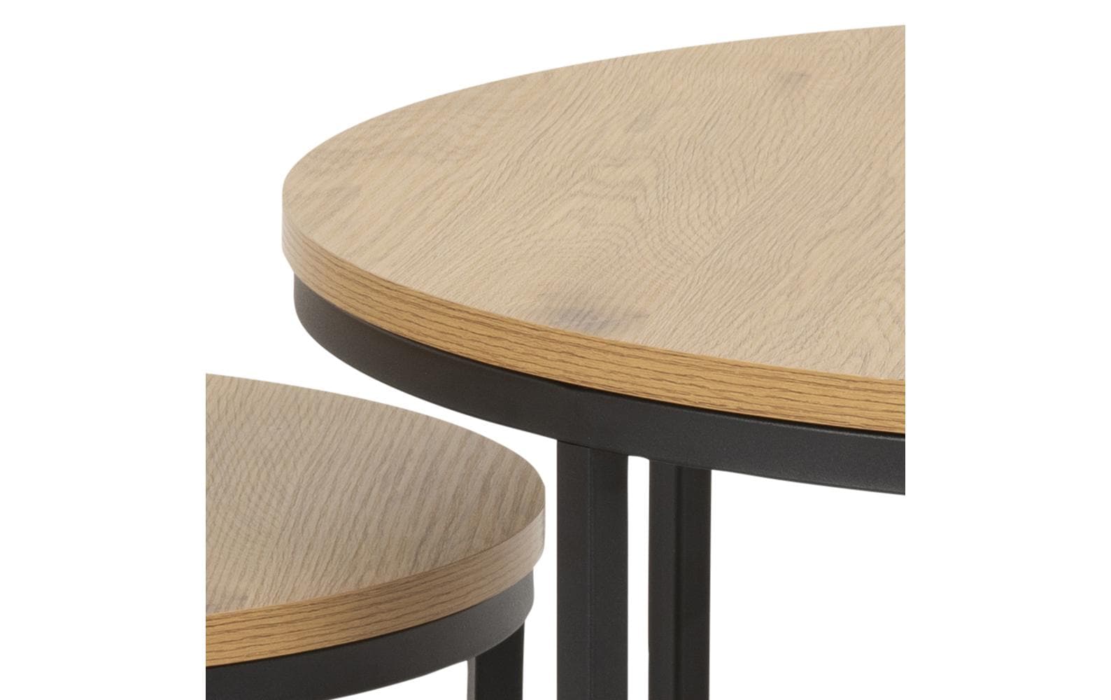 Couchtisch Spiro Ø 80/ 50 cm, 2 Stück, Nature/Schwarz<br>Sofatisch-Set