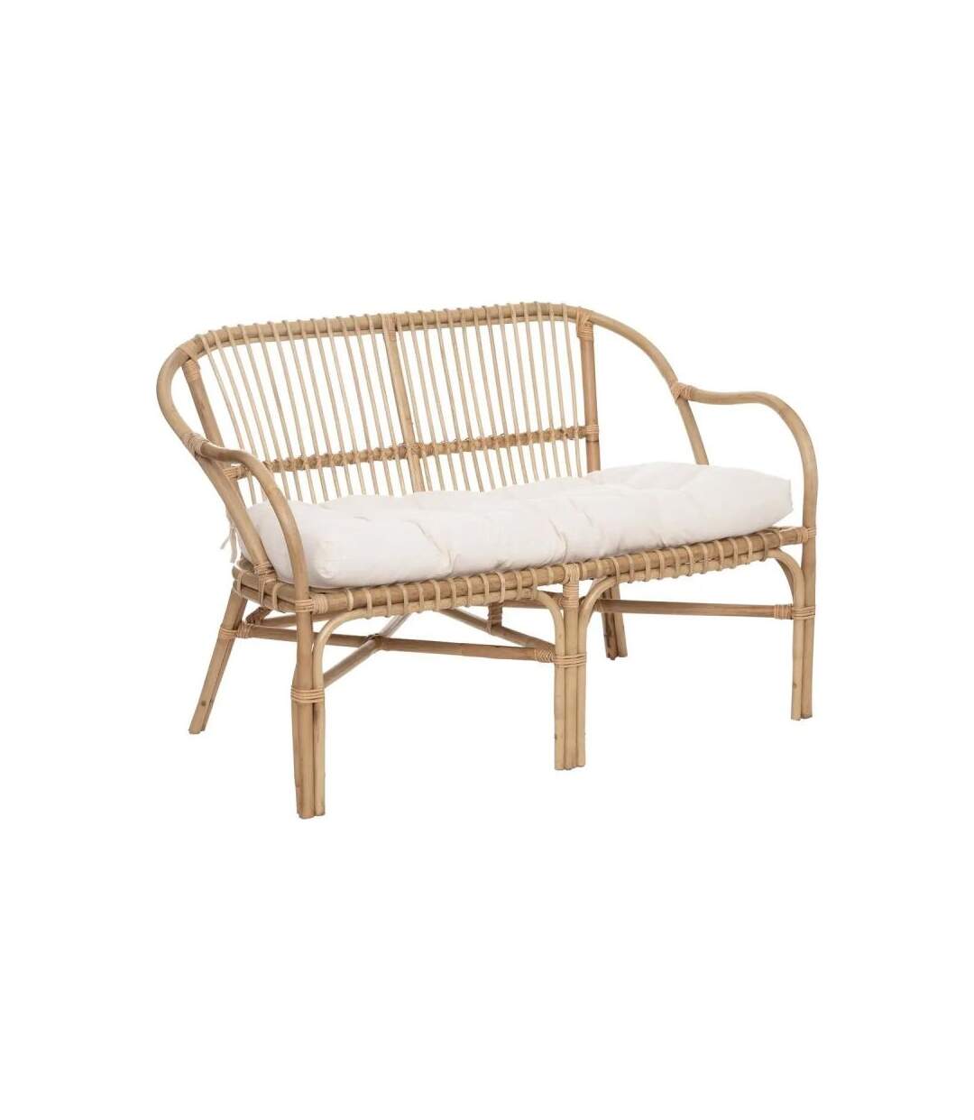 Banc 2 Places en Rotin Neta 110cm Naturel & Blanc