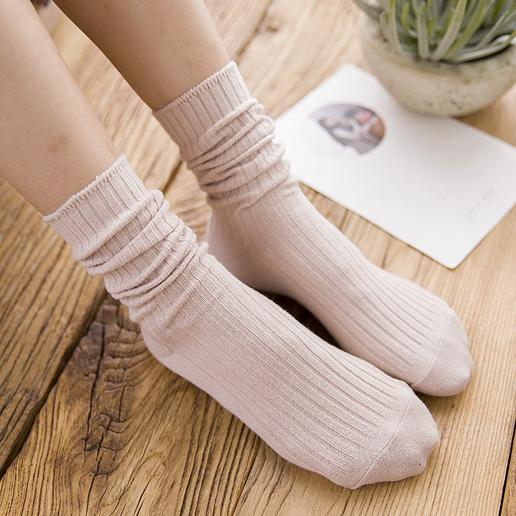 (3 Paar) Baumwoll Socken Lange Winter Damen Füsslinge (One Size) - Rosa