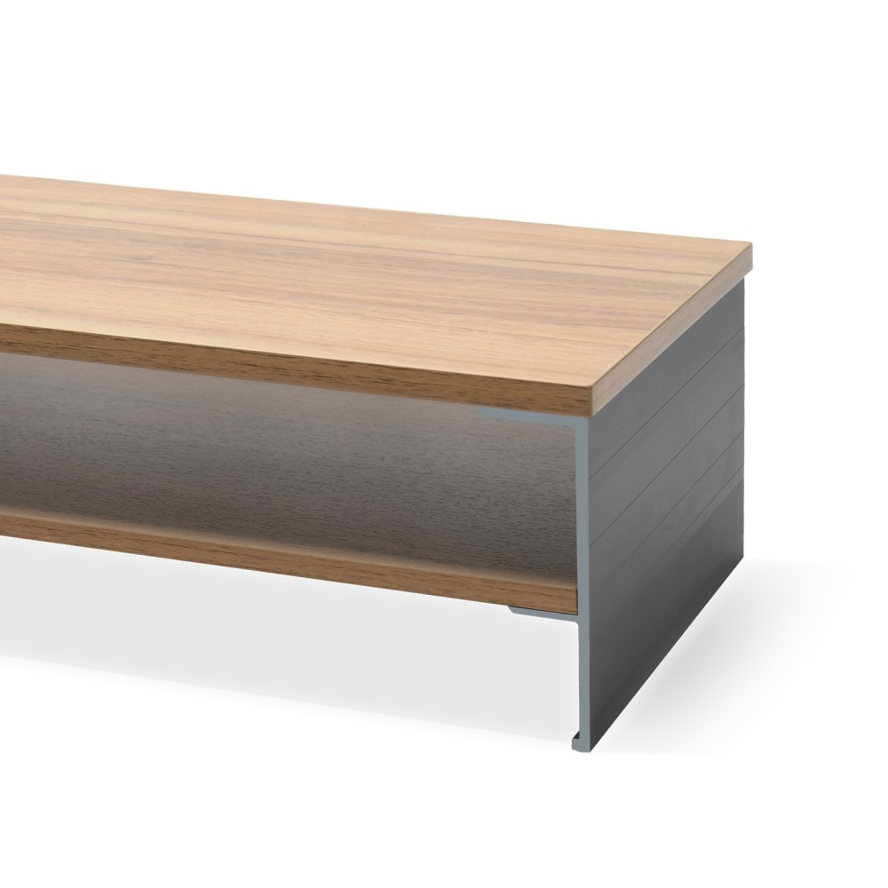 (50x14cm) 2in1 Dual Holz / Alu Betttisch Schreibtisch Ständer Halterung für Apple iMac / Macbook / Laptop / PC-Monitore - Braun