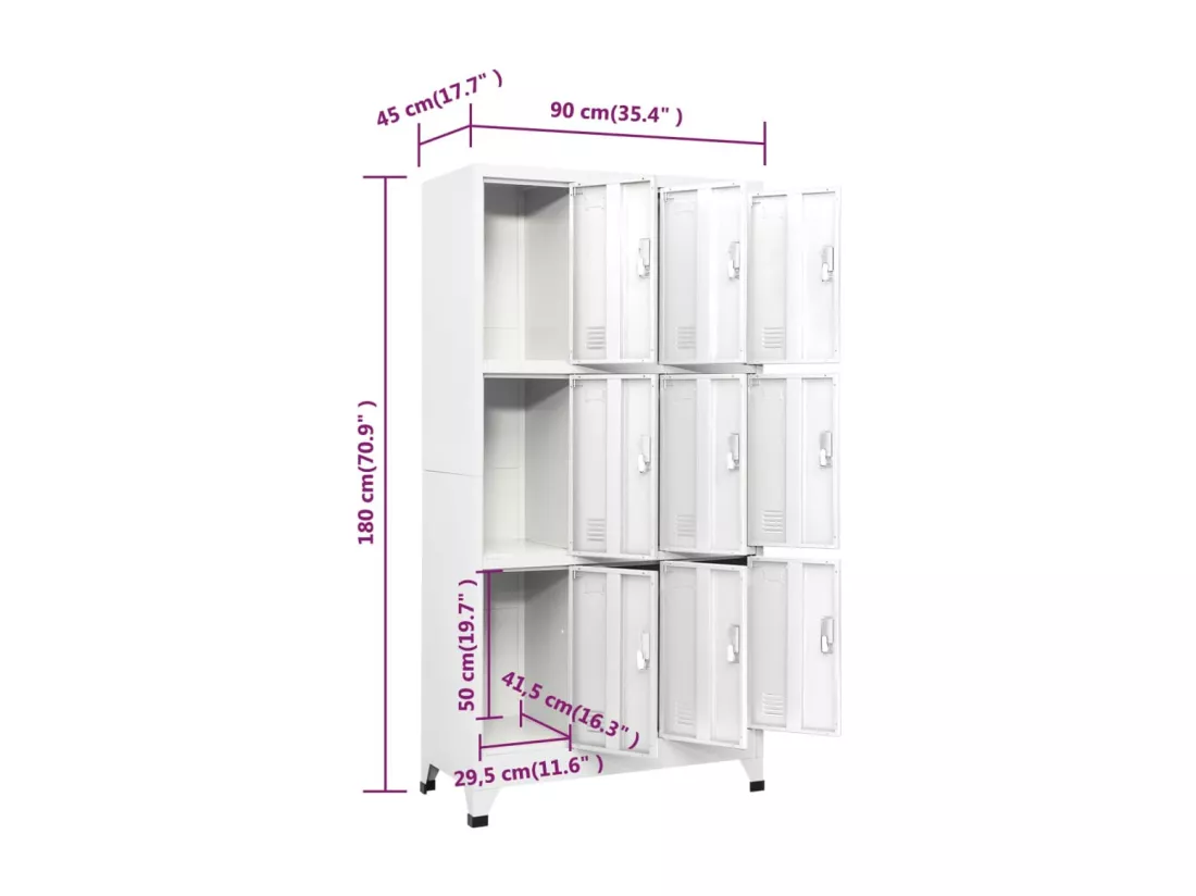 Armoire à casier avec 9 compartiments Acier 90x45x180 cm Gris