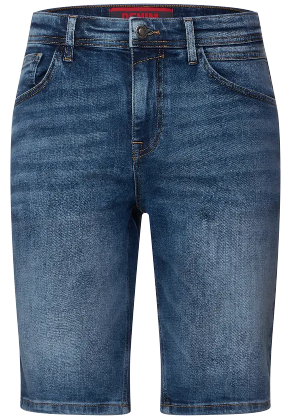 Slim Fit Jeansshorts - mid blue random wash