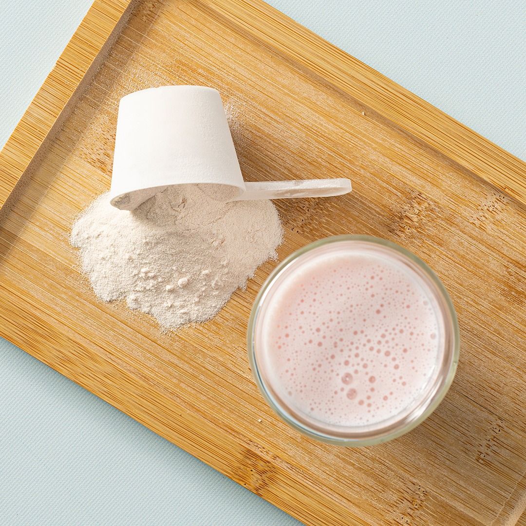 Whey proteïne milkshake aardbei