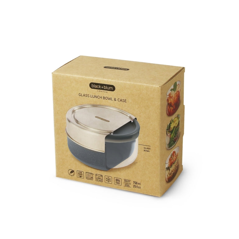Black+Blum Glazen Lunchbox - Kom - 750ml - Grijs