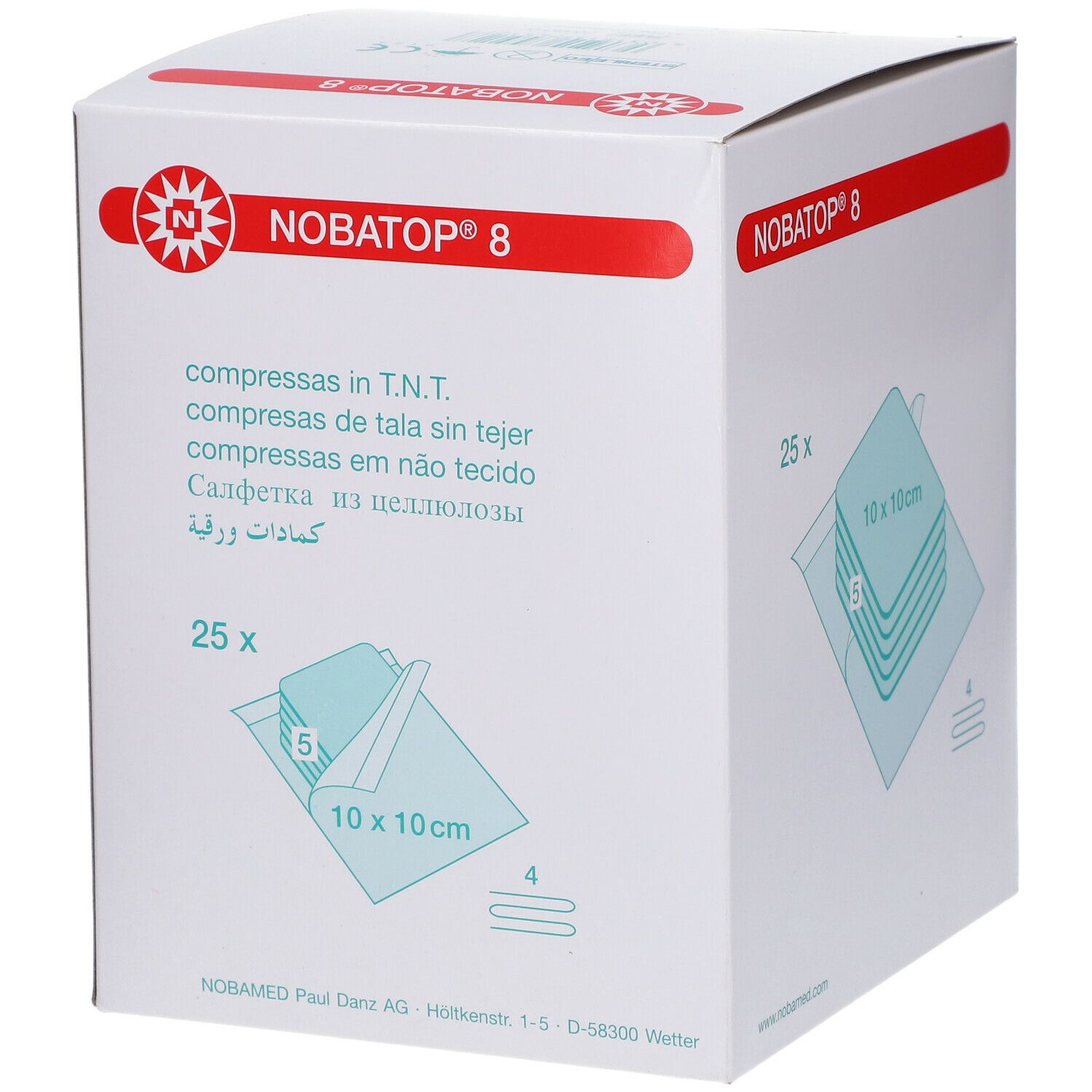 NOBATOP® Vliesstoffkompressen 8fach 10 x 10 cm steril