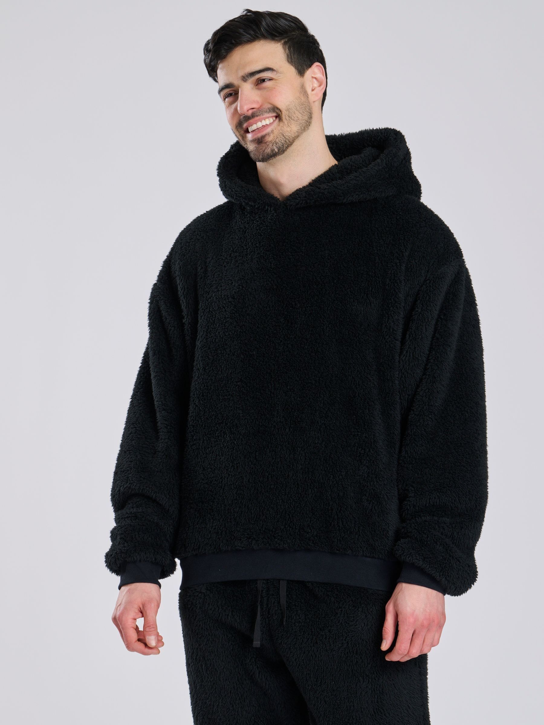 Zwart - Loungeable Sherpa Loungetop met Capuchon