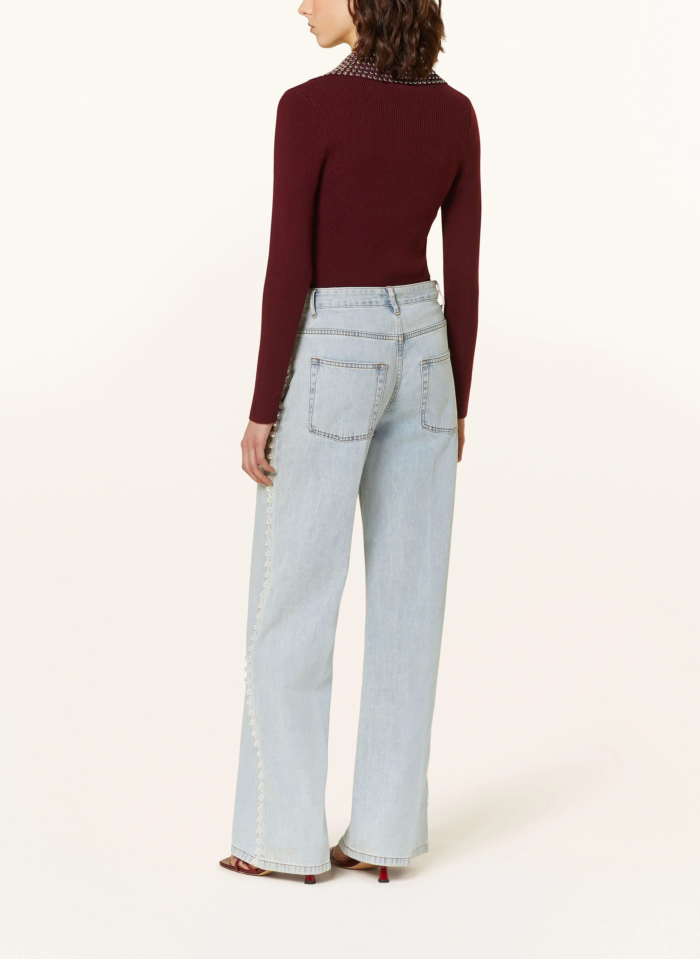 SANDRO Straight Jeans mit Schmucksteinen