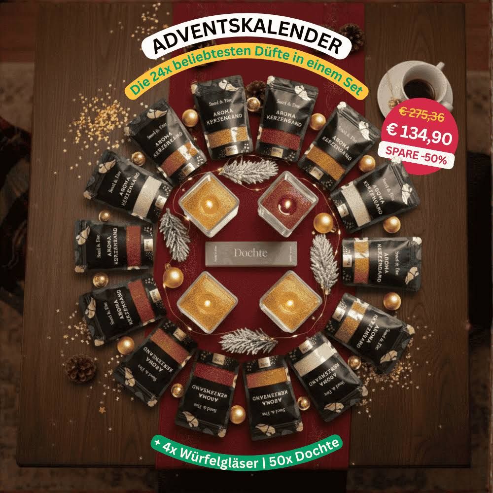 Sand & Fire Aroma Kerzensand Adventskalender 2025 24x150g DIY inkl. 50 Dochte & 4 Gläser