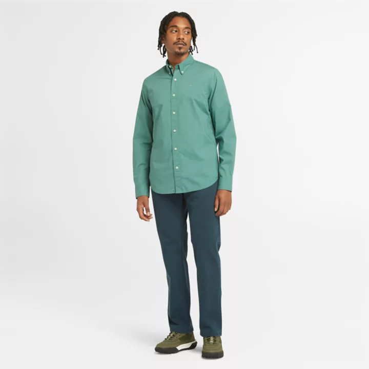 Chemise en popeline pour homme en bleu sarcelle