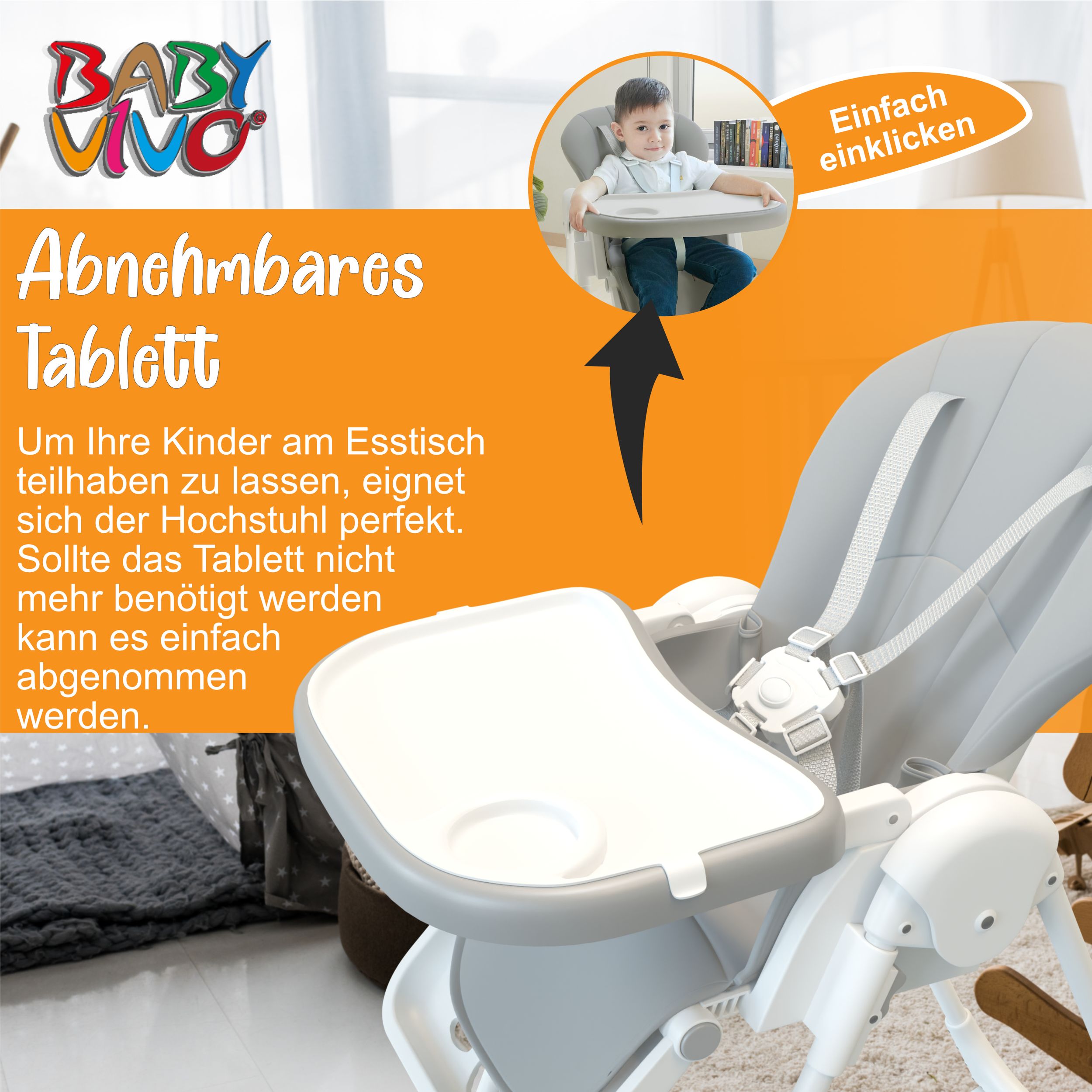 Baby Vivo Design Kinderhochstuhl aus Kunststoff - Tippy in Stardust