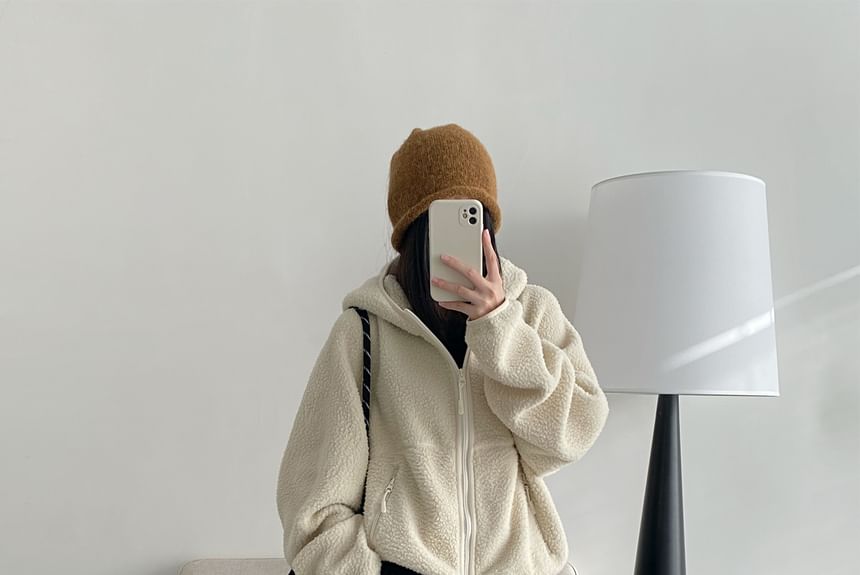 Cossita - Effen fleece hoodie met rits