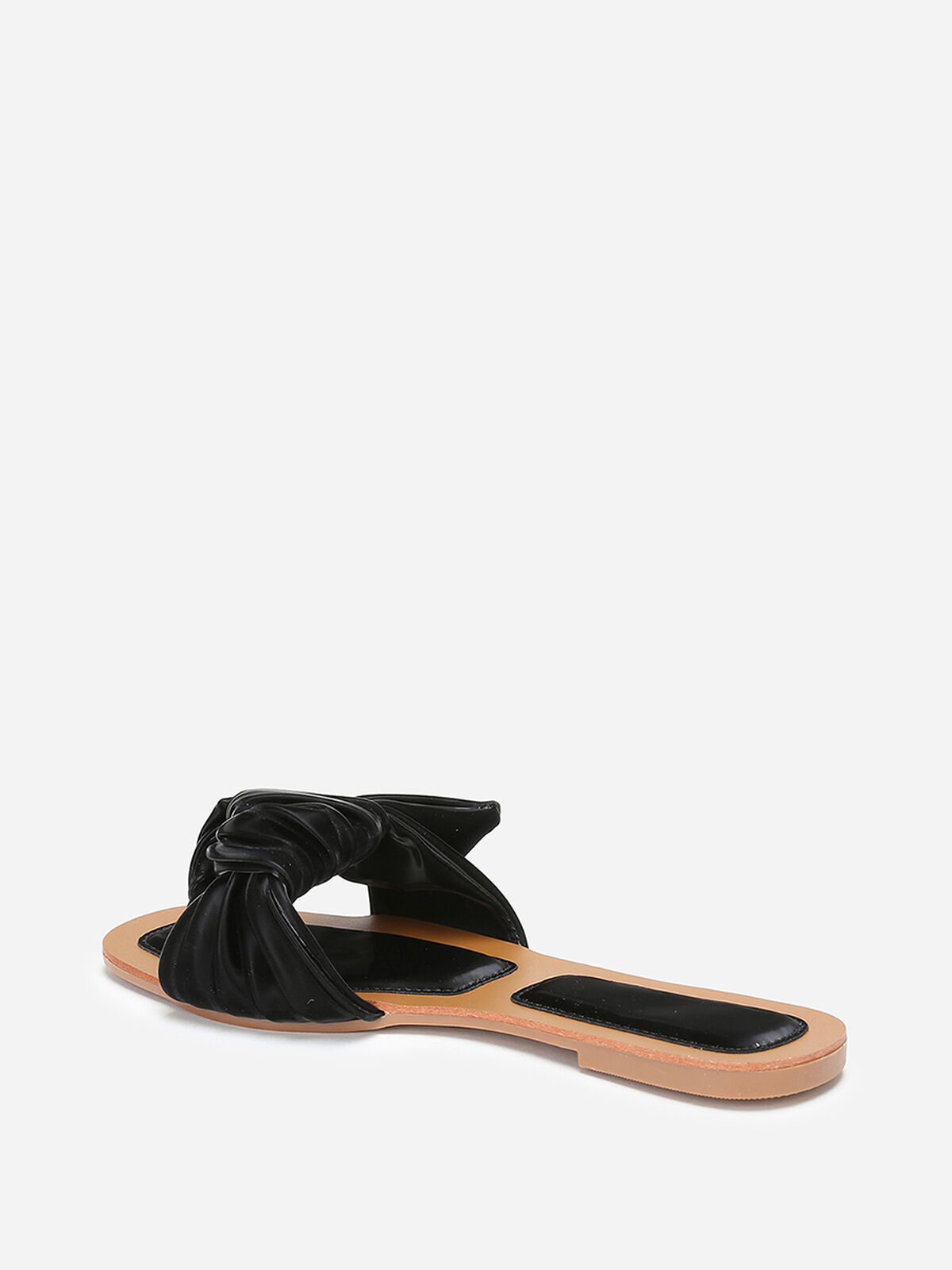 Mules à large bride matelassée et nouée- Noir