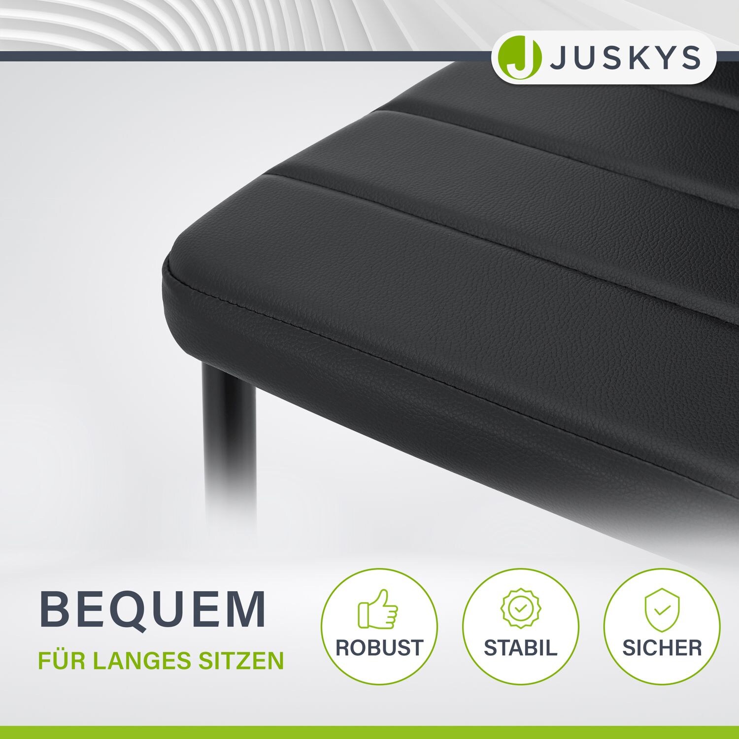 Juskys Esszimmerstühle Loja 2er Set - Moderne Stühle mit Kunstleder Bezug - Schwarz