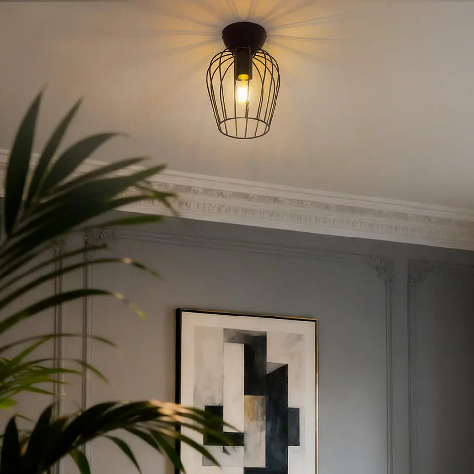 Qazqa plafondlampen palica zwart e27