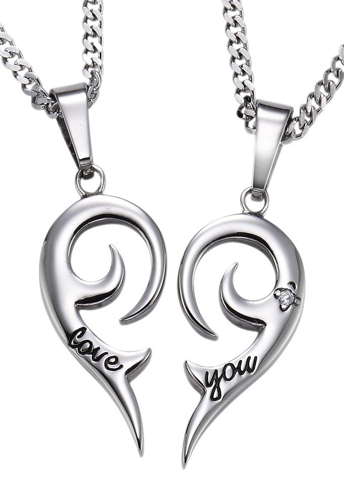 Firetti Schmuckset »Multipack Schmuck Geschenk Halsketten LIEBE« (4 Stk. tlg.)  mit Zirkonia (synth.)