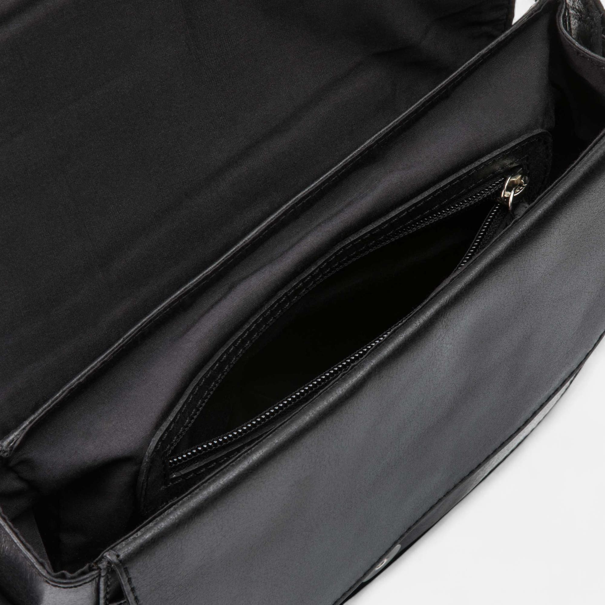 Sac bandoulière en cuir noir