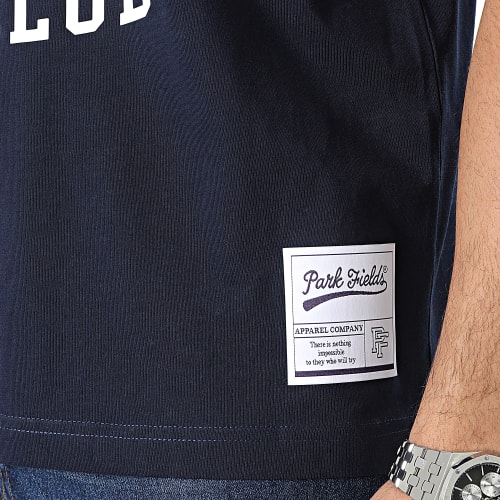 Tee Shirt Oversize Large Oxford Bleu Marine Blanc