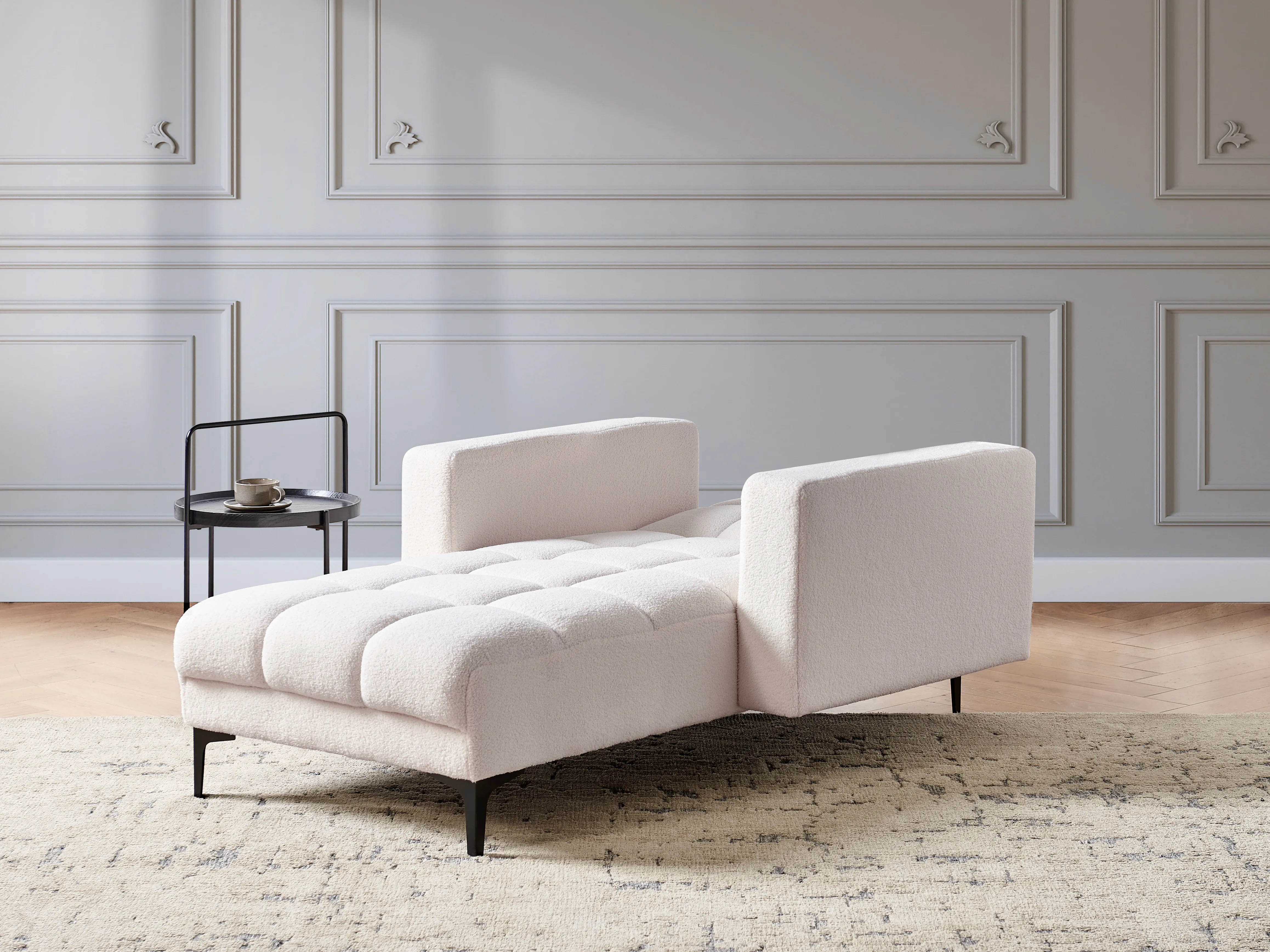 Chaise longue ALNES Bouclé Wit