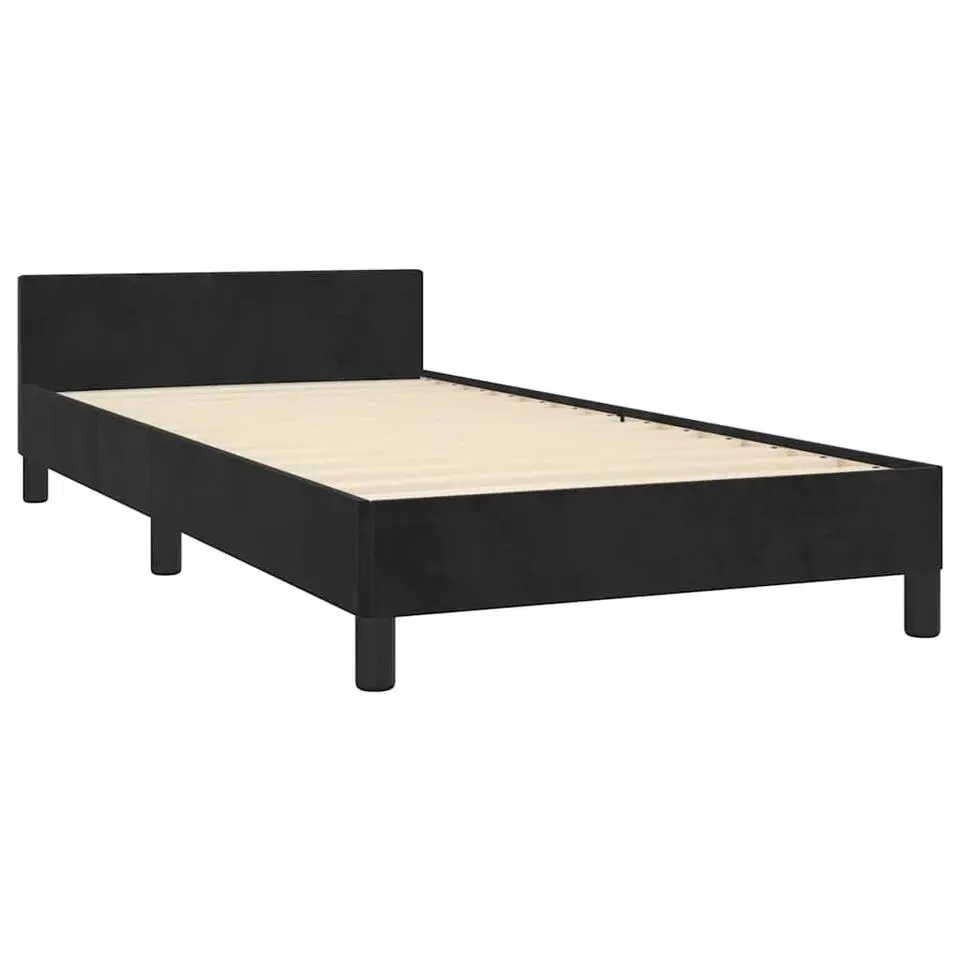 vidaXL - Bed frame met hoofdeinde zonder matras - Zwart - Fluweel - 80x200 cm