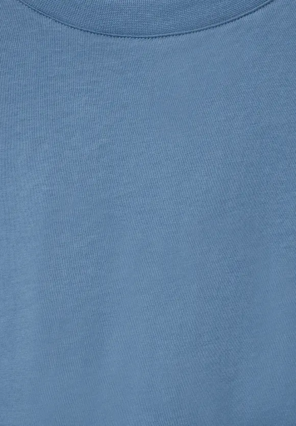 Basic T-Shirt in Unifarbe - smoky blue