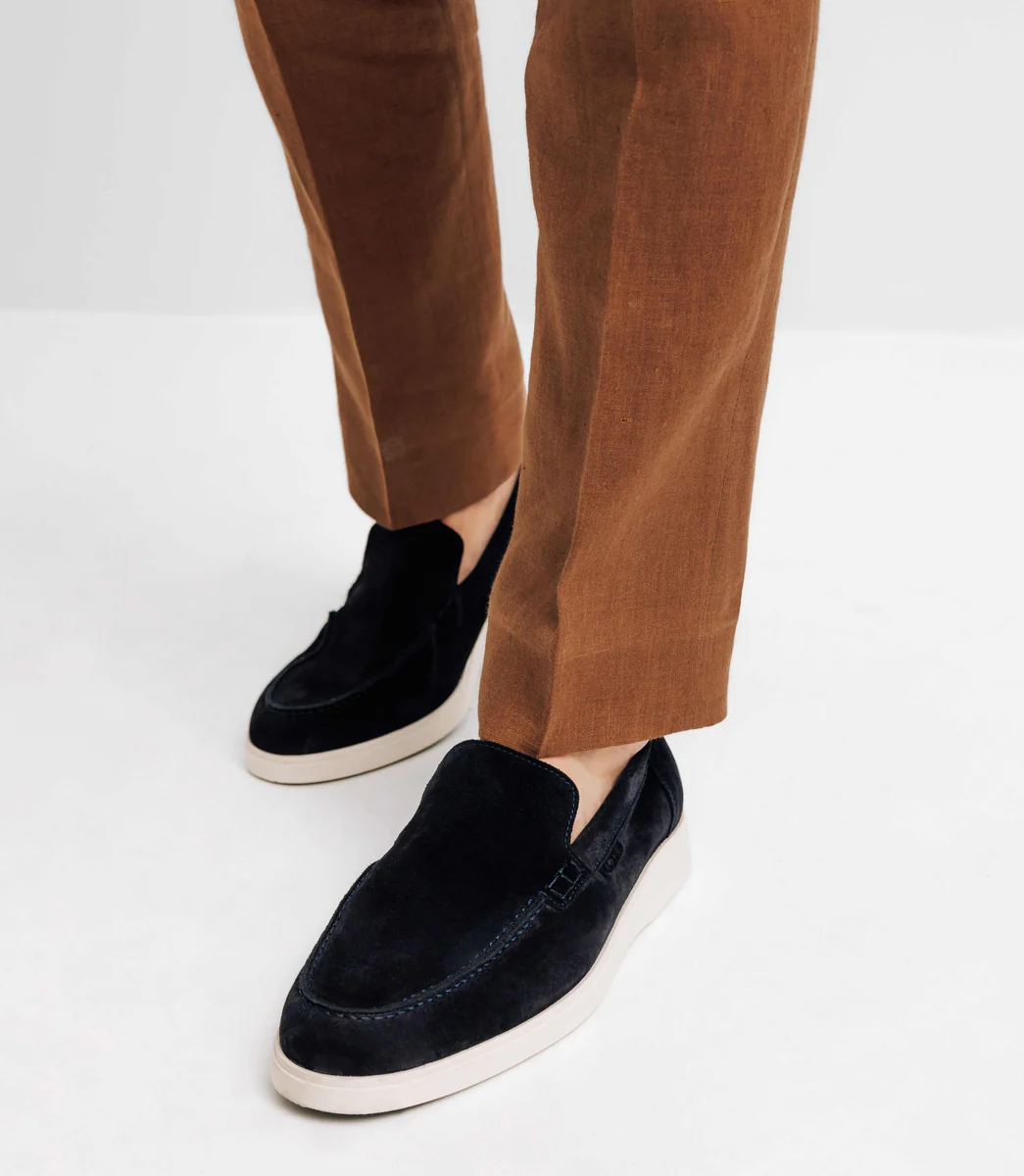 Mocassins en daim marine